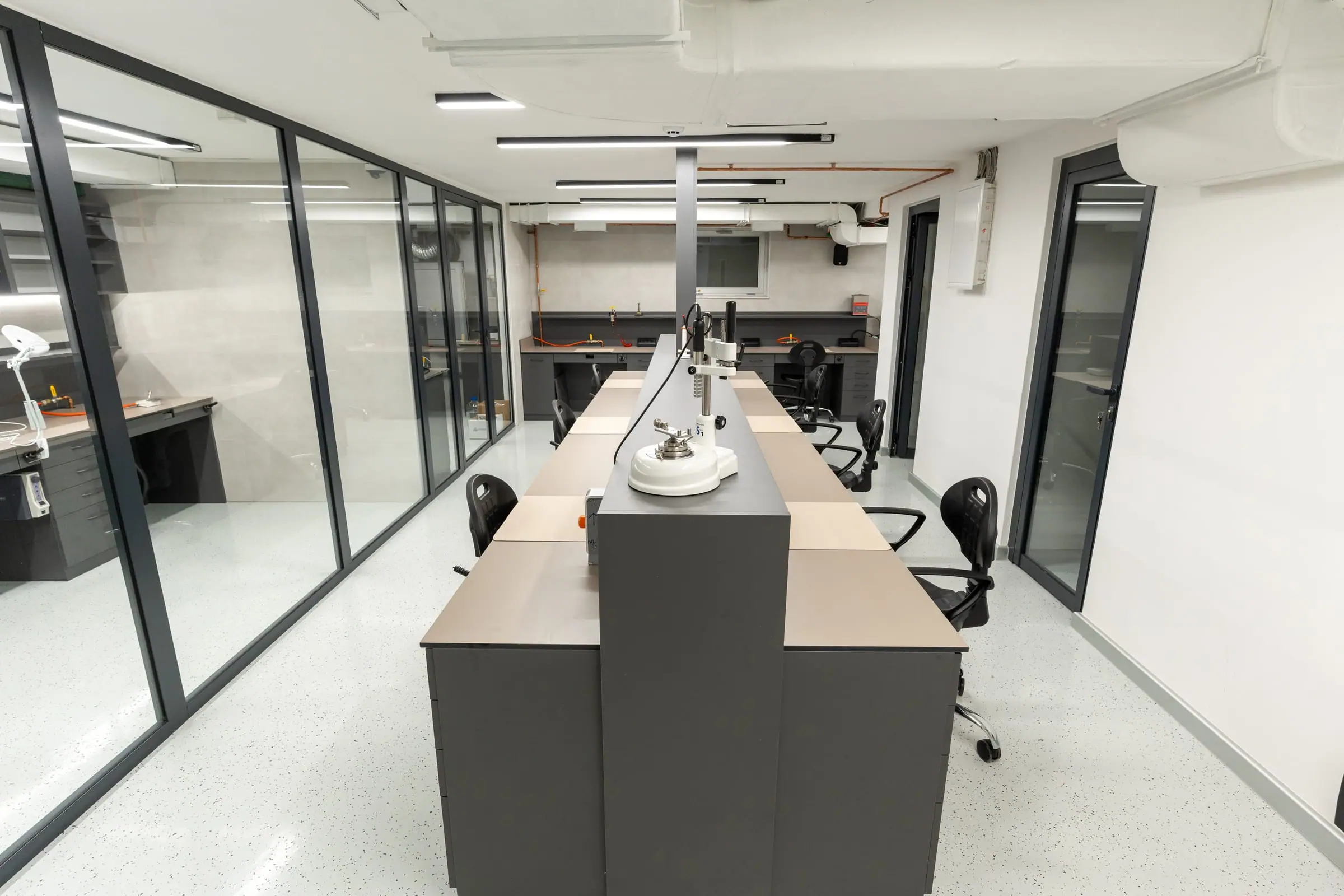 Dental technicians' workbenches in the laboratory