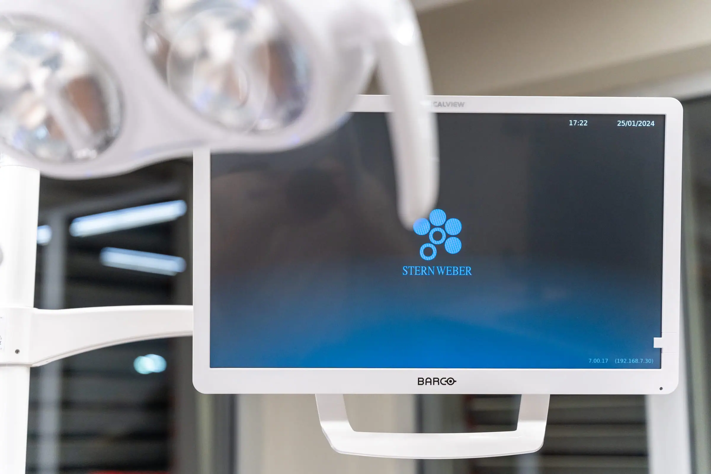 Monitor beside the dental chair for viewing scans